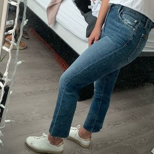 Joe’s Jeans high rise flare with raw hem